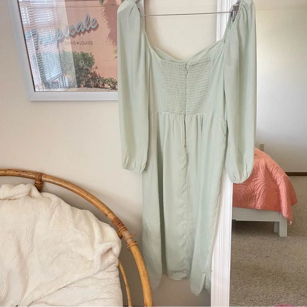 Abercrombie & Fitch Draped Long Sleeve Chiffon Dress - Picture 6 of 7